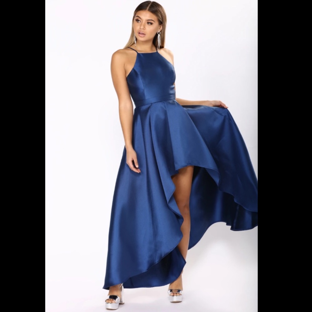 Navy blue high low dress